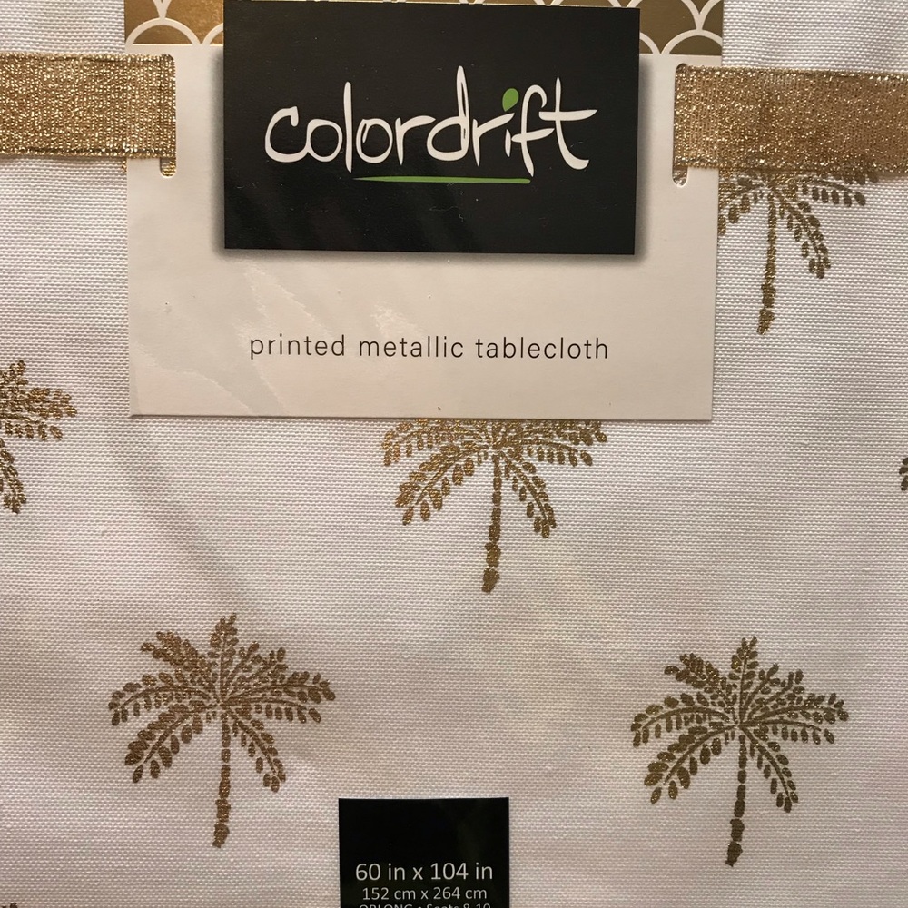 Colordrift Metallic OCEAN PALM Tablecloth 60"X104" - Picture 2 of 5